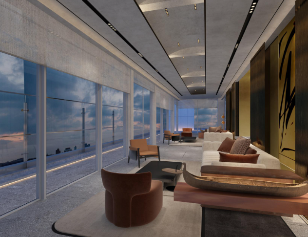 Bespoke interior space with wooden ceiling